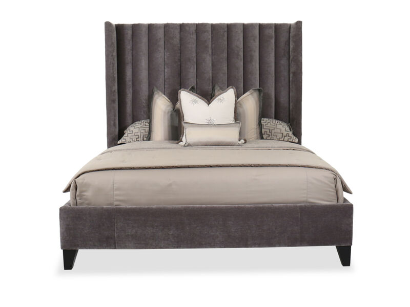 Fully Upholstered Tall Headboard King Wing Bed