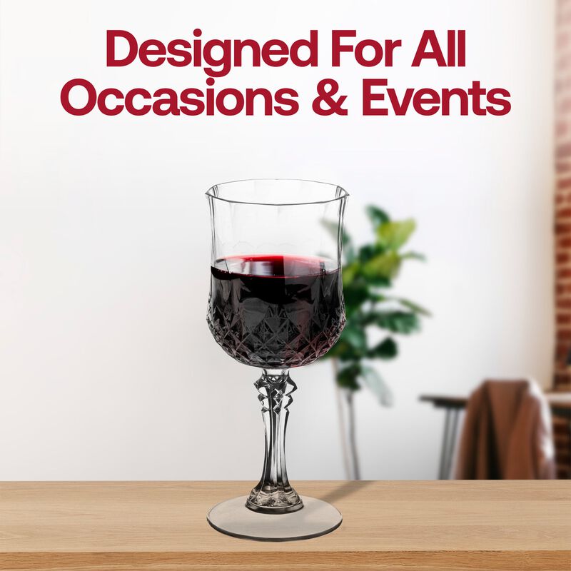 8 oz. Crystal Cut Plastic Wine Glasses (48 Glasses) image number 6