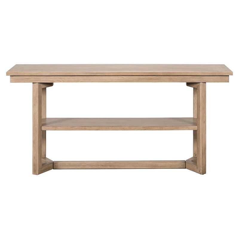 Liberty Furniture Living Room Sofa Table Center Trestle Display Shelf - Barley Buff Birch Wood image number 2