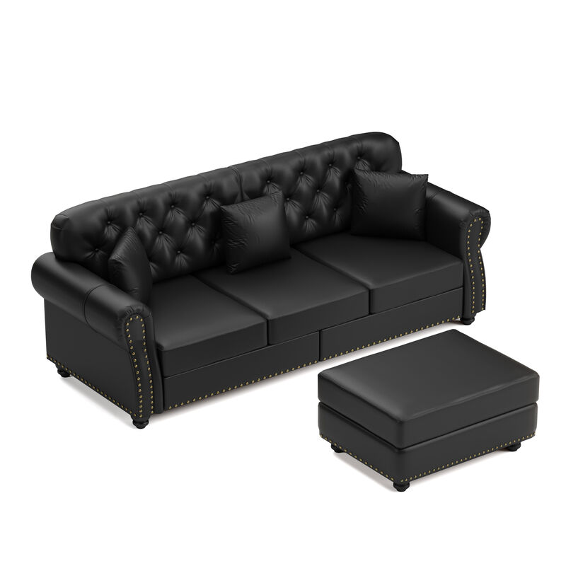 Viltux 82.6"Upholstered Faux Leather Sectional image number 3