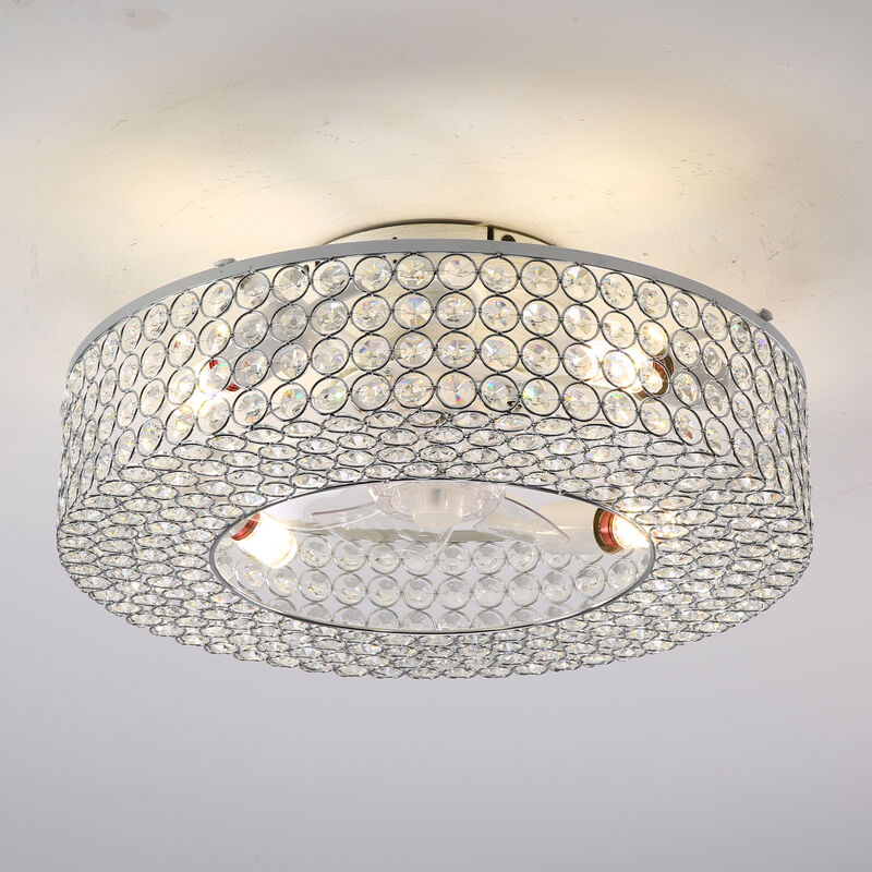 ELEMENT ACE Crystal Flush Mount Ceiling Fan with Remote Control and Light Kit image number 3