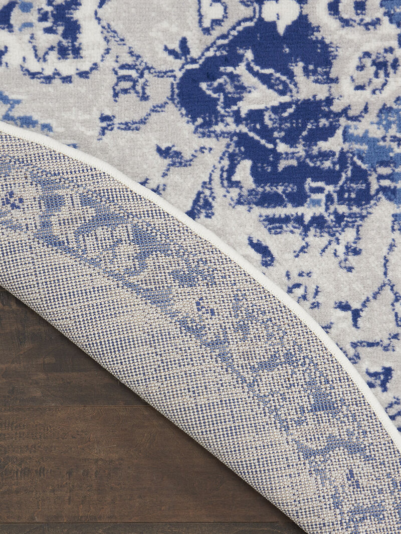 Whimsicle WHS14 Ivory/Blue 5' x Round Rug image number 1