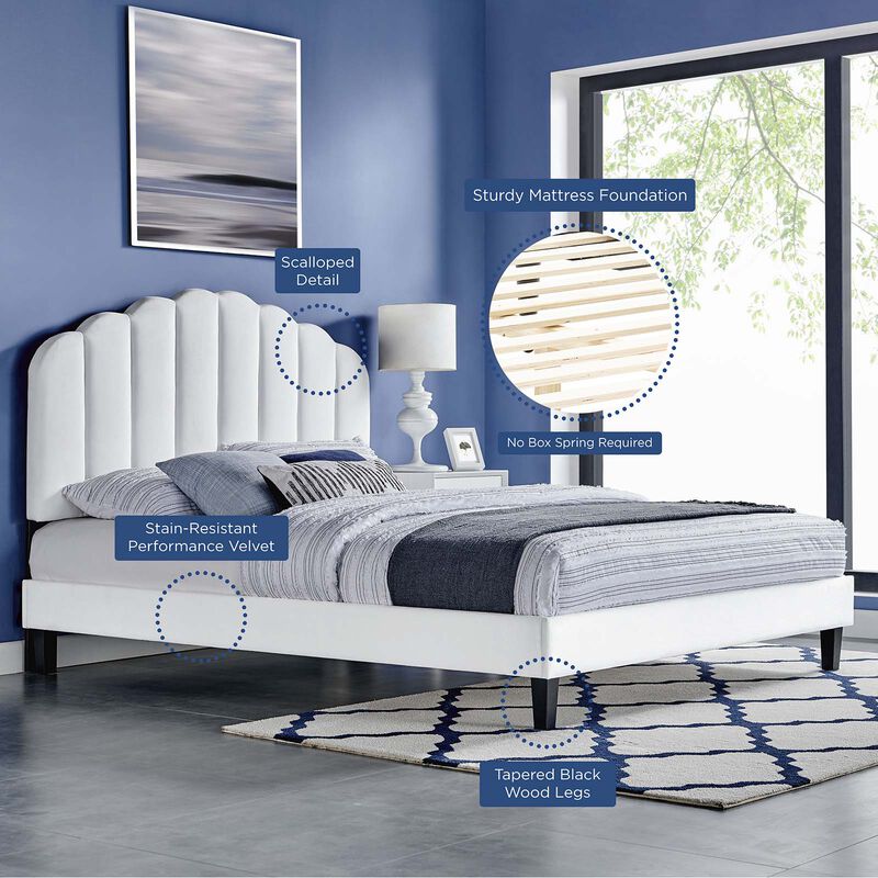 Modway - Daisy Performance Velvet Full Platform Bed image number 7