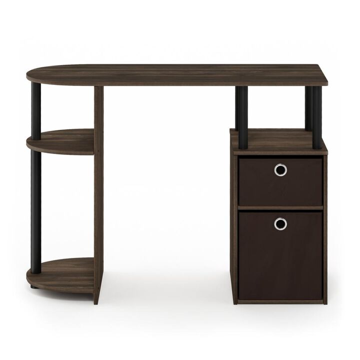 Furinno Furinno 15111 JAYA Simplistic Computer Study Desk with Bin Drawers, Columbia Walnut/Black/Dark Brown