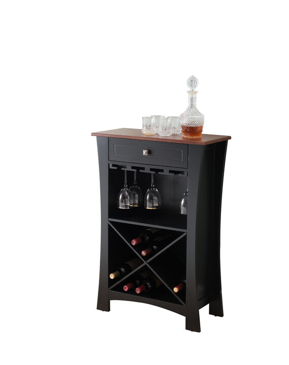 Kings Brand Hiland Bar Cabinet Wine Storage With Glass Holders & Drawer