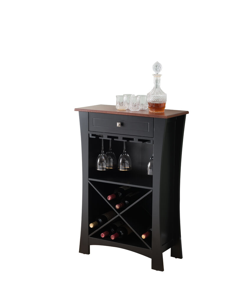 Kings Brand Hiland Bar Cabinet Wine Storage With Glass Holders & Drawer