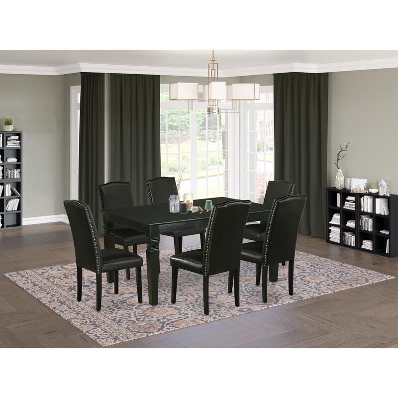 East West Furniture Dining Room Set Black, WEEN7-BLK-69