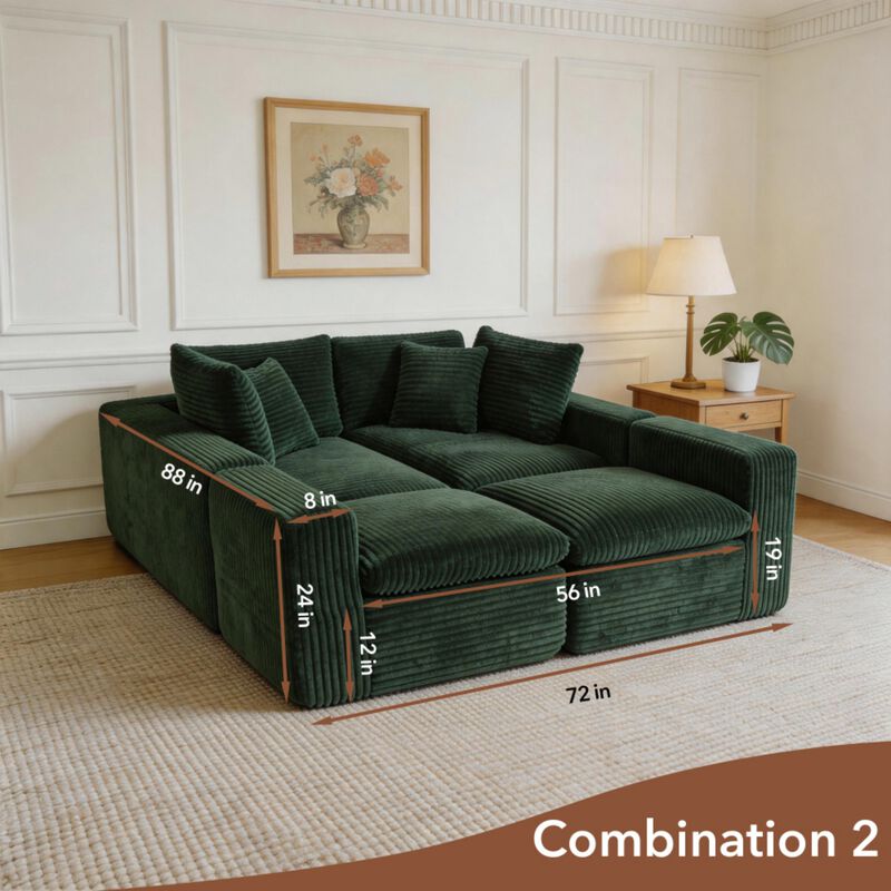 Nespfe Modular U-Shaped Compressed Sectional Sofa image number 8