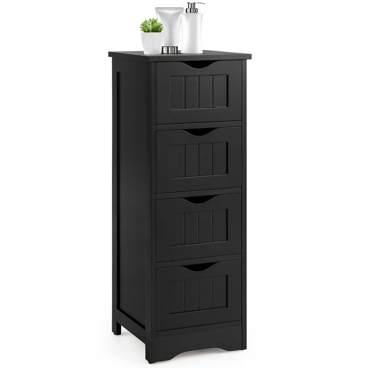 4-Drawer Freestanding Floor Cabinet with Anti-Toppling Device-Black