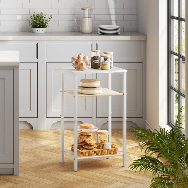 Hoctieon 3 Tier End Table, Telephone Table, Narrow Side Table with Storage, Nightstand for Small Spaces, Metal Frame, for Living