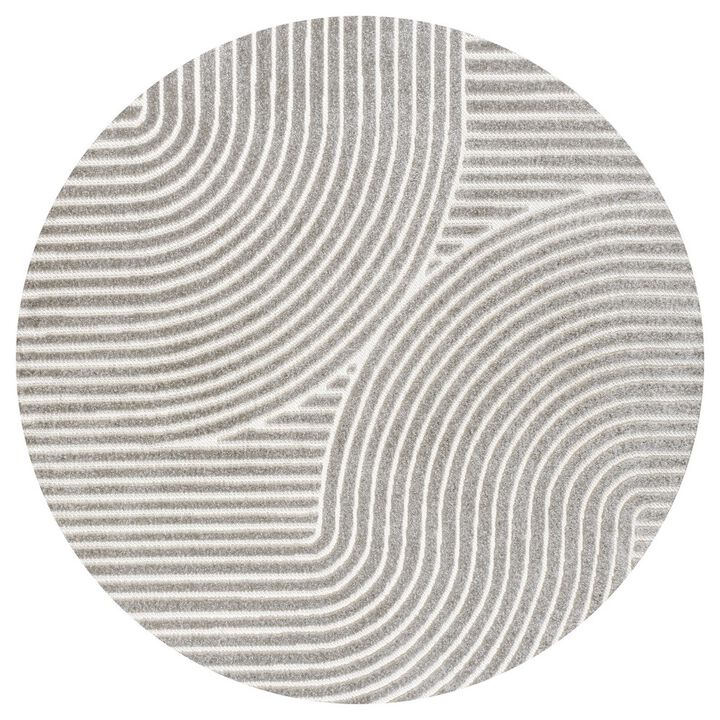 Hallie High-Low Minimalist Curve Geometric Area Rug