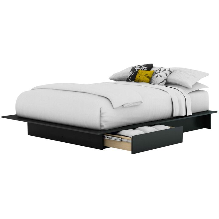 QuikFurn Full / Queen size Modern Platform Bed Frame with 2 Storage Drawers