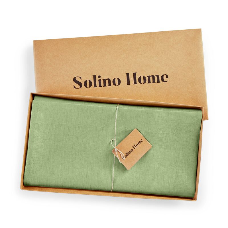 Solino Home Fete 100% Linen Table Throw &ndash; Handcrafted, Machine Washable, Perfect for Holiday and Everyday Dining