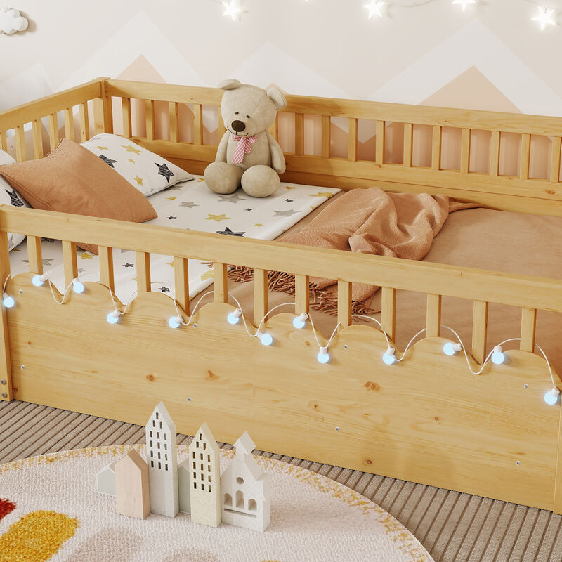 Vimnus Wooden Montessori Kids Toddler Floor Bed image number 5
