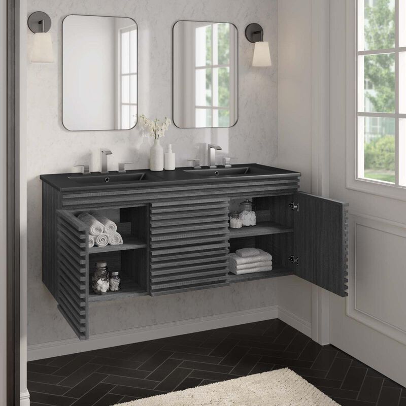 Render 48" Wall-Mount Bathroom Vanity Basin Included image number 2