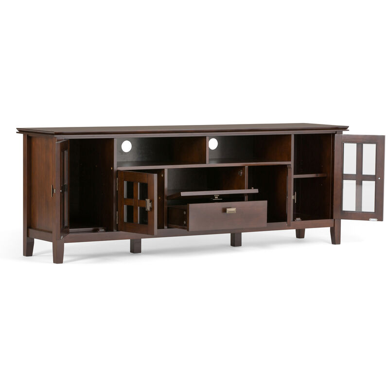 Artisan SOLID WOOD 72 inch Wide Transitional TV Media Stand in Russet Brown For TVs up to 80 inches image number 3