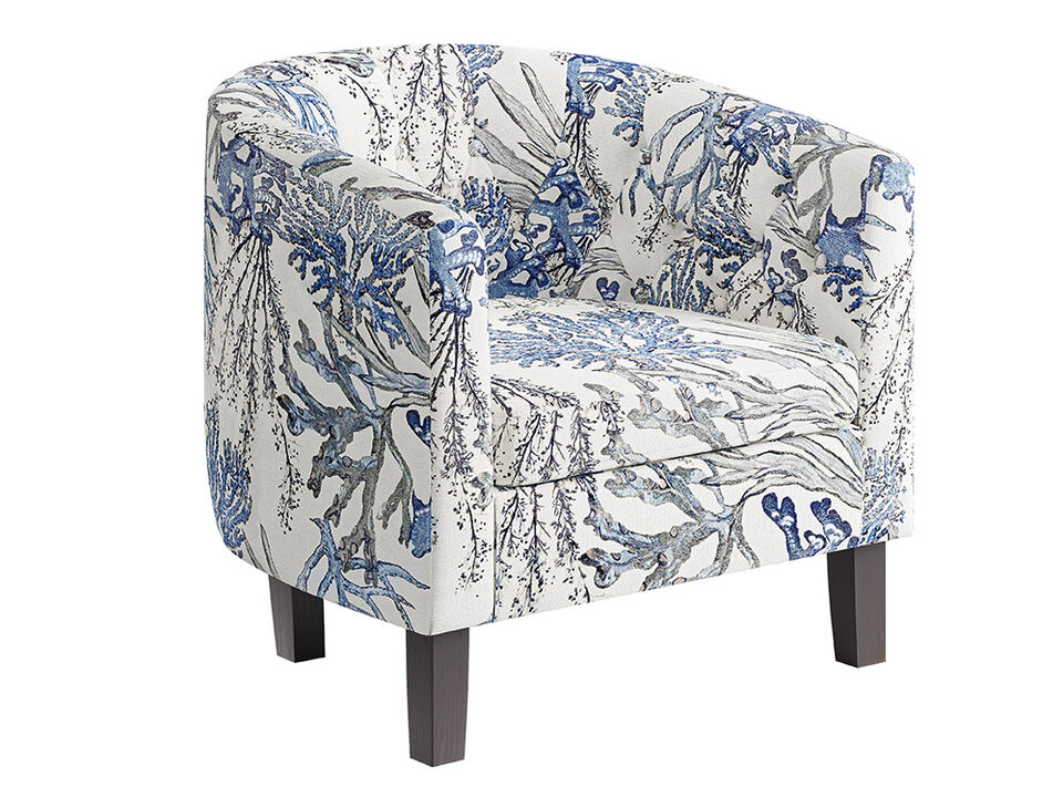 BELLEZE Accent Chairs for Living Room, Elegant Arm Chair Upholstered Tufted Barrel Chair Club Chair for Bedroom with Sturdy Legs and Linen Fabric - Berlinda (Blue Coral)