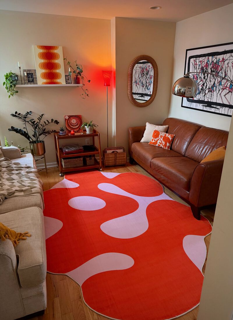 Lany Space Area Rug, Washable Rugs Non-Slip, Irregular Moss Design Rug for Living Room image number 3