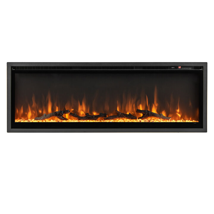 Electric Fireplace in-Wall Recessed with Remote Control and Adjustable Color and Brightness
