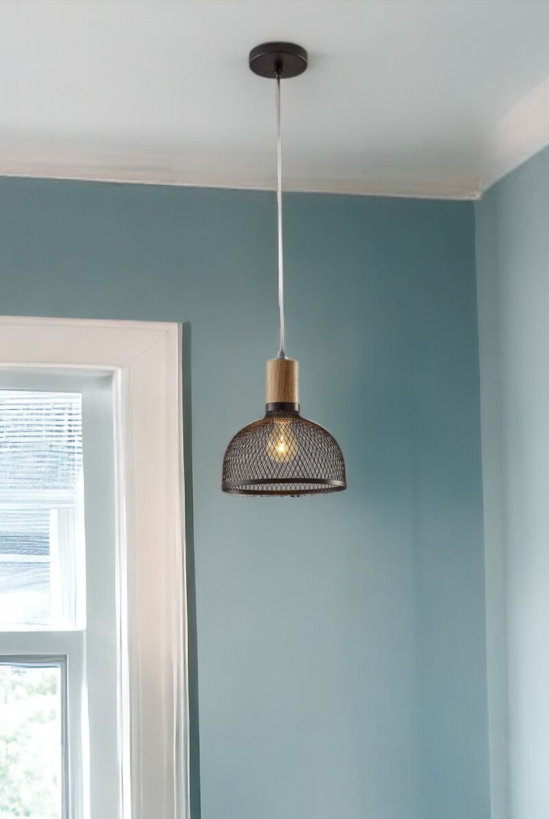 Hivvago Caged Black Metal Small Ceiling Pendant