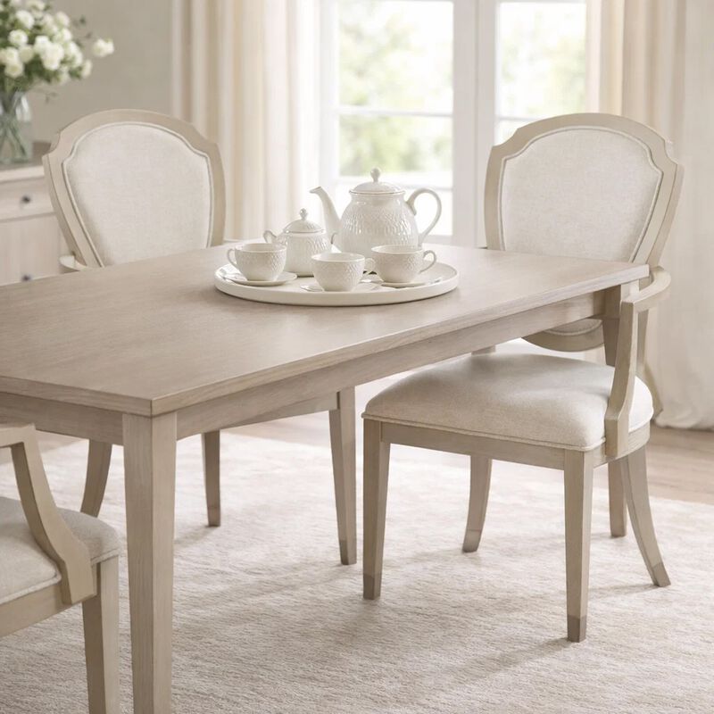 Olto Set of 2 Dining Armchairs, Ivory Chenille, Light Oak Brown Wood, Dipped Legs image number 8