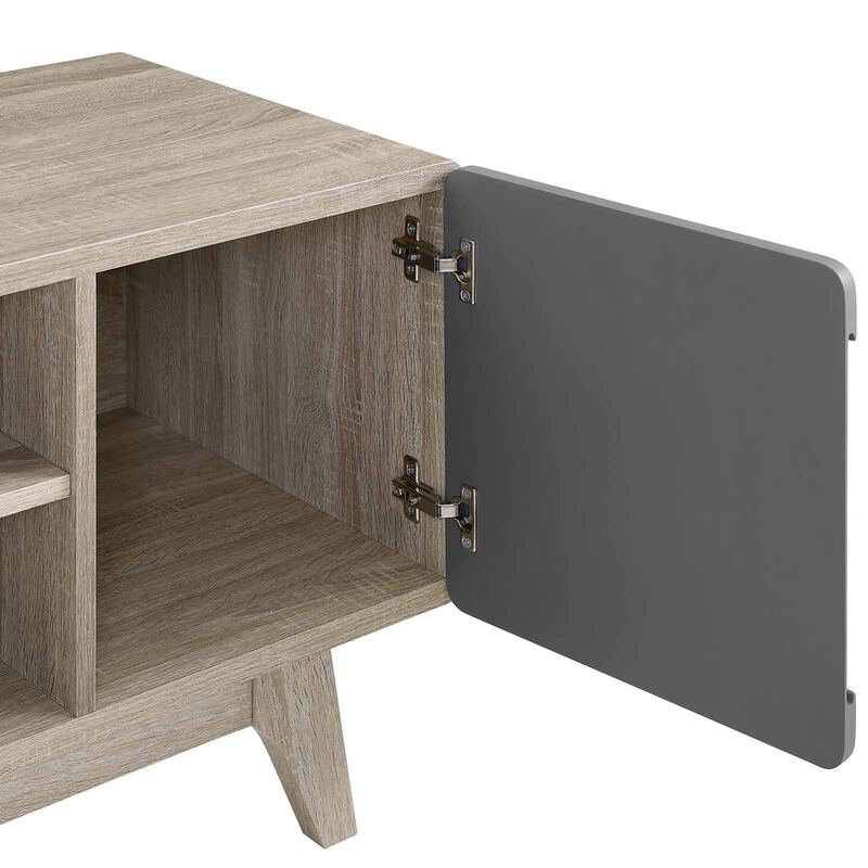 Modway Tread 70" Mid-Century Modern Media Console Entertainment TV Stand in Natural Gray image number 3