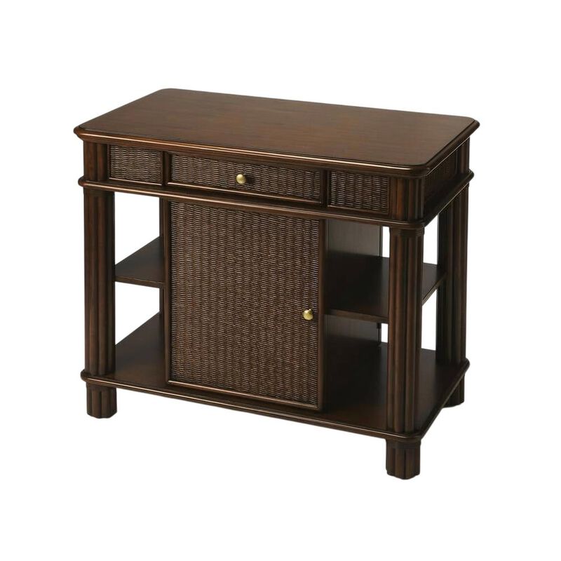Butler Specialty Falmouth Rattan Kitchen Island, Dark Brown image number 0