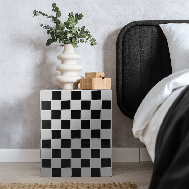 Callista Modern Bohemian Ceramic Tiled Rectangle End Table