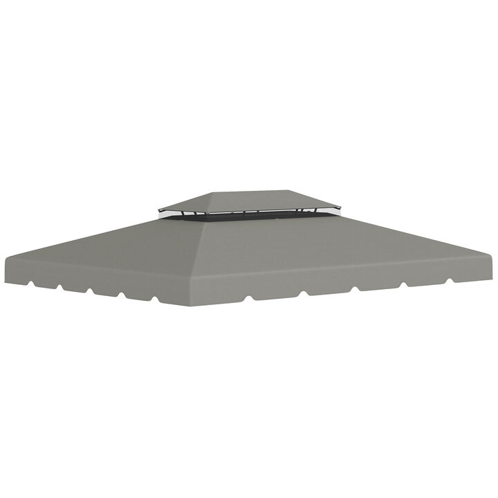 Outsunny 13.1' x 9.8' Gazebo Replacement Canopy, Gazebo Top Cover for 01-0870, 84C-101, 84C-144 with Double Vented Roof for Garden Patio Outdoor (TOP ONLY), Light Gray