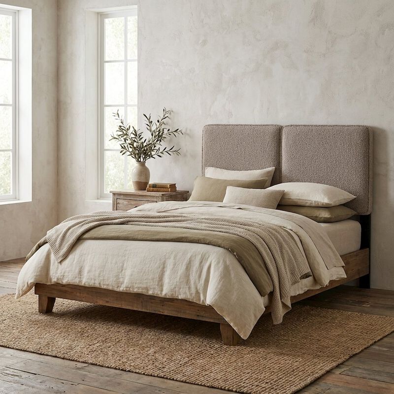 Boucle Fabric Twin Headboard Soft Upholstery with Durable Frame Panel Design image number 2