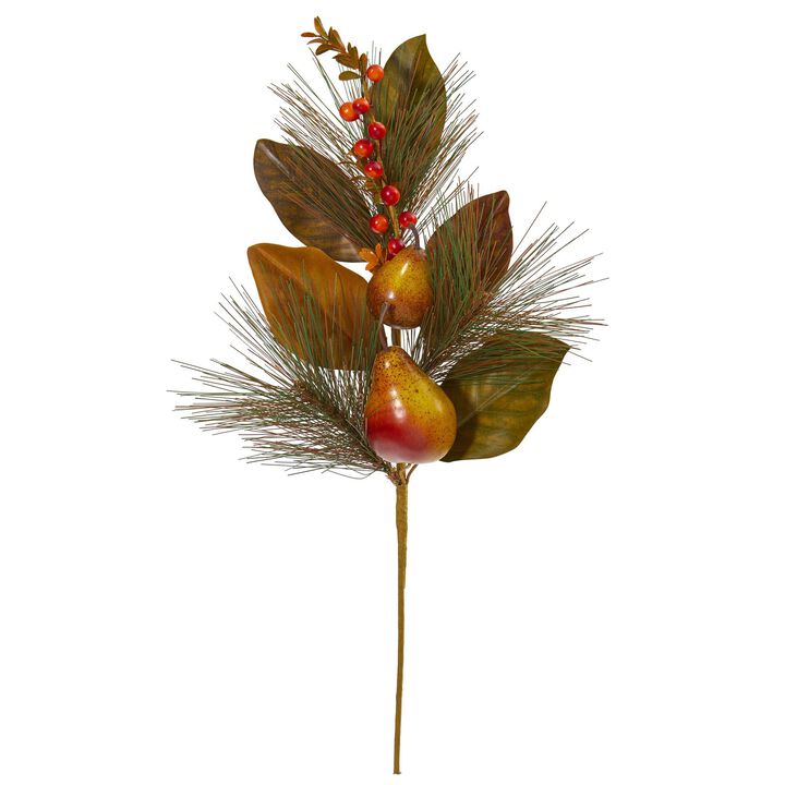 Nearly Natural 24-in Pear, Pine and Magnolia Leaf Flower (Set of 6)