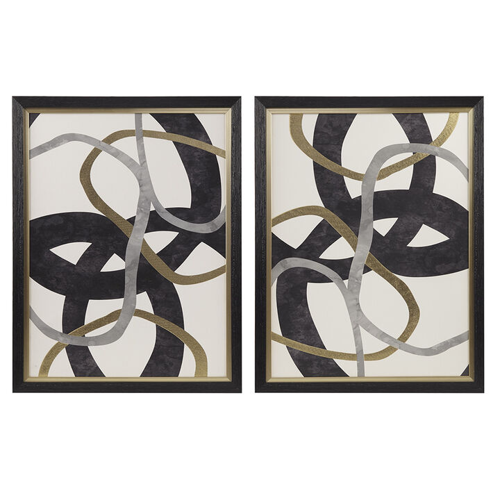 Gracie Mills Andrea Gilded Elegance 2-Piece Framed Abstract Canvas Wall Art Set