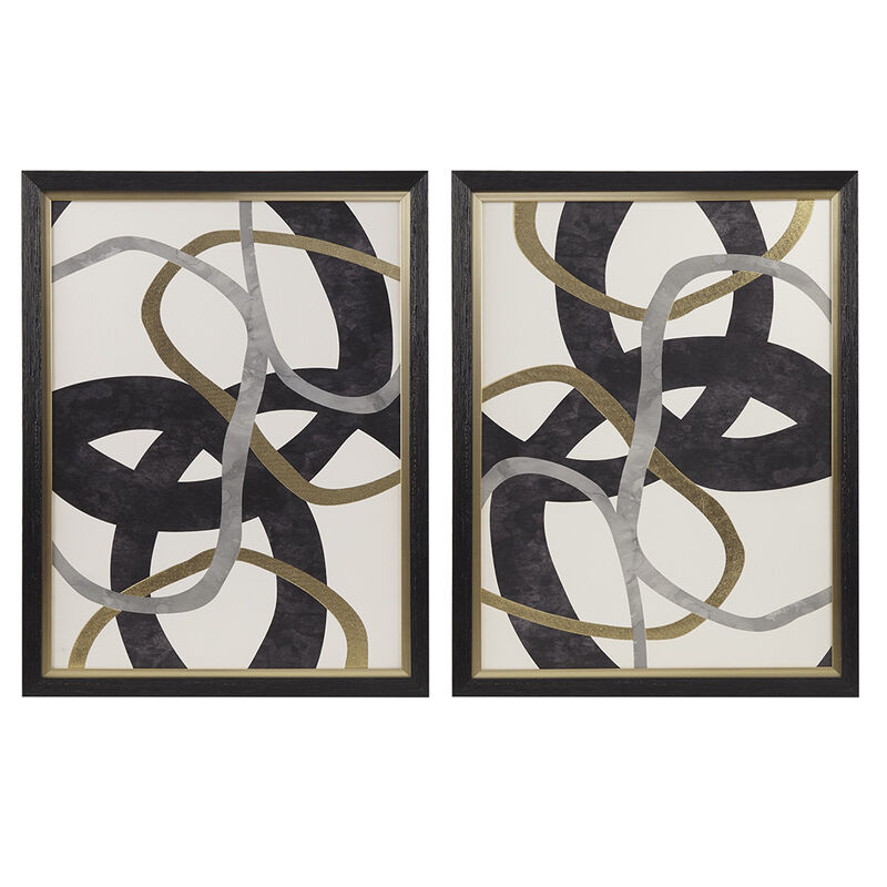 Gracie Mills Andrea Gilded Elegance 2-Piece Framed Abstract Canvas Wall Art Set