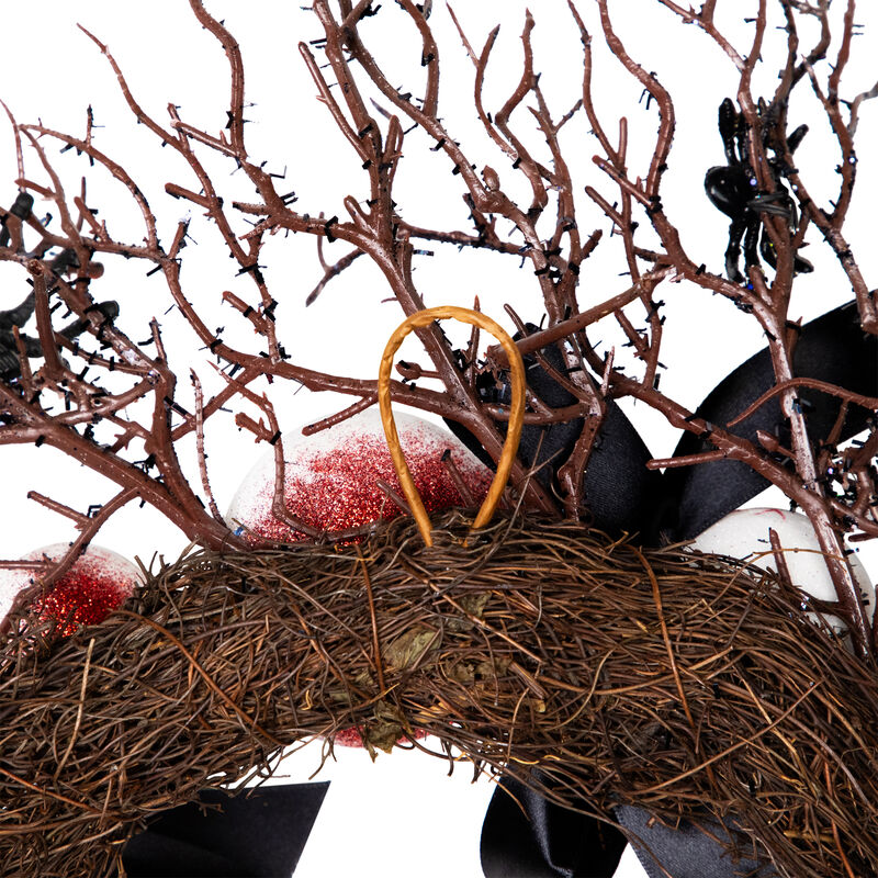 Eyeballs and Spiders Halloween Twig Wreath  24-Inch  Unlit image number 6