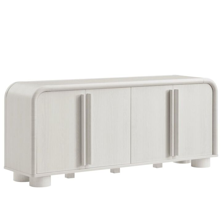 Modway Bellamy 63 Inch Curved Sideboard Cabinet with Storage in Ash &ndash; Modern Buffet Cabinet with 4 Soft-Close Doors and Adjustable Shelves