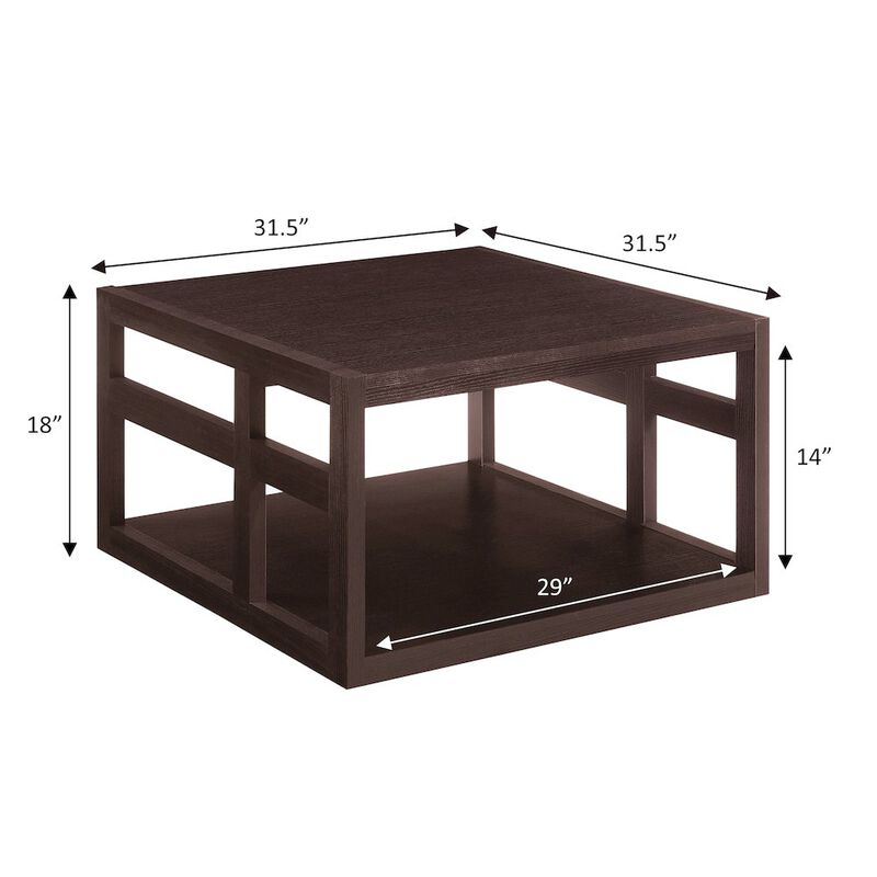Convenience Concepts Monterey Square Coffee Table with Shelf