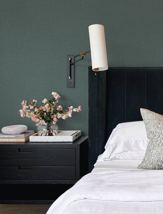 Eagen Sapphire Linen Weave Wallpaper (Set of 2)