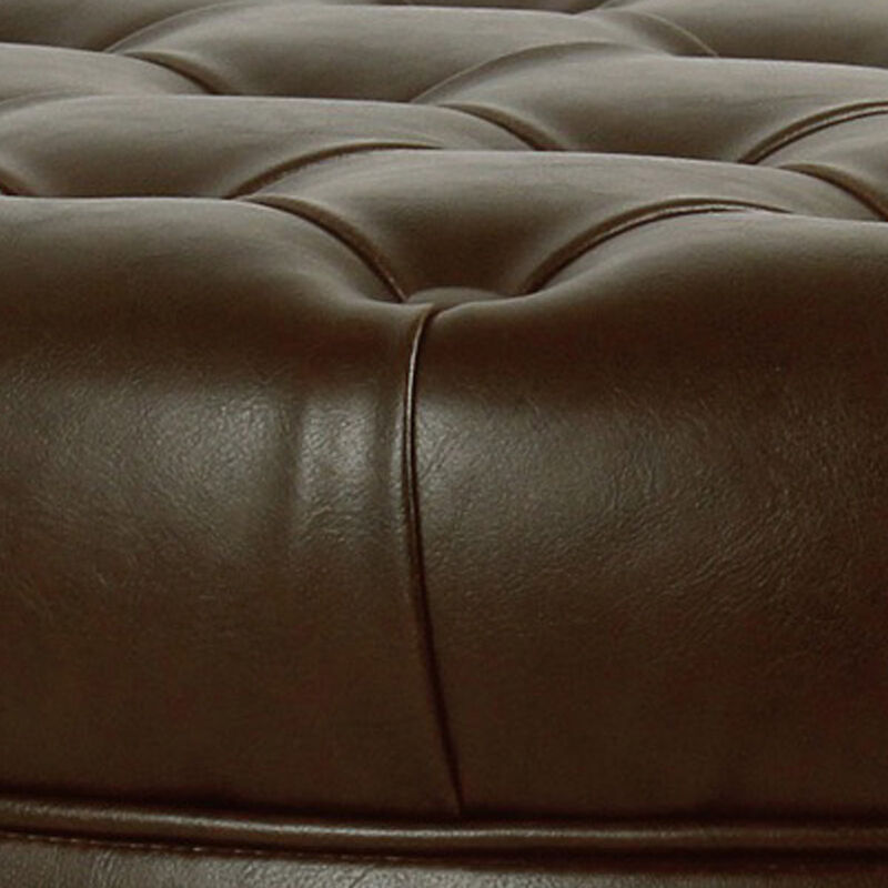Leatherette Upholstered Wooden Ottoman with Tufted Lift Off Lid Storage, Brown image number 3