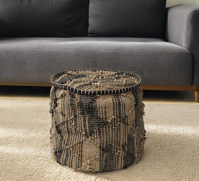 Cylinder Geometric Pouf Ottoman – Modern Upholstered Accent Seat