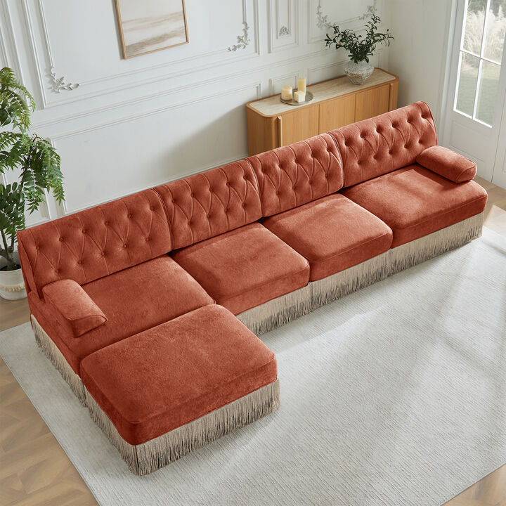 Gabwi 135" L Shaped Velvet Sectional