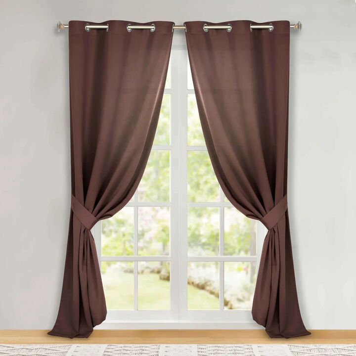 Set of 2 Solid Room Darkening Blackout Window Curtain Panels