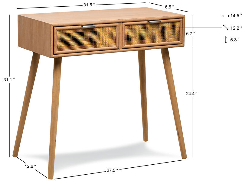 Scandinavian Wooden Console Table with 2 Drawers