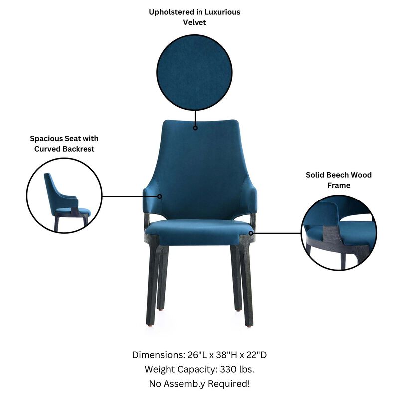 Kara Blue Dining Arm Chair