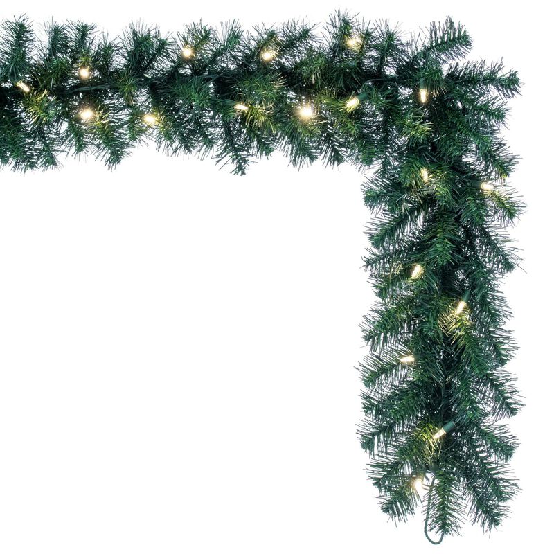 Vickerman 9' Douglas Fir Artificial Christmas Garland - Warm White LED Lights - Faux Fir Christmas Garland - Indoor Outdoor Garland - Reliable and Durable image number 1