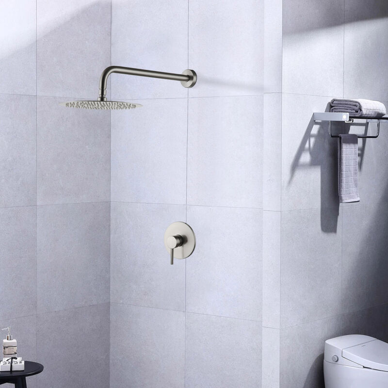 Wall Mounted Shower Faucet In Brushed Nickel (Valve Included)