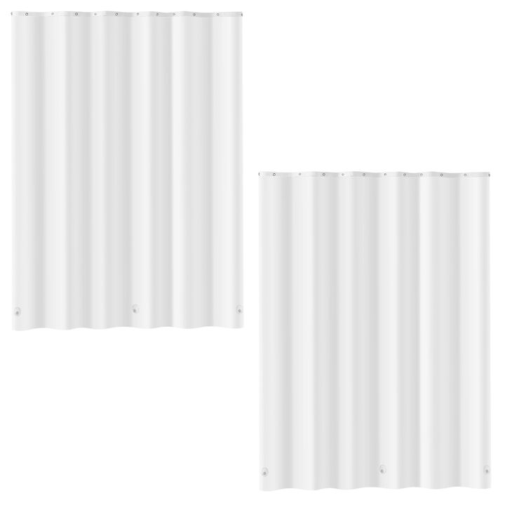 White Set of 2 Heavy Duty PEVA Shower Liner 72 Inch with 3 Magnets