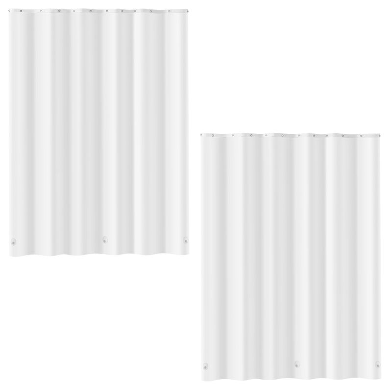 White Set of 2 Heavy Duty PEVA Shower Liner 72 Inch with 3 Magnets image number 0