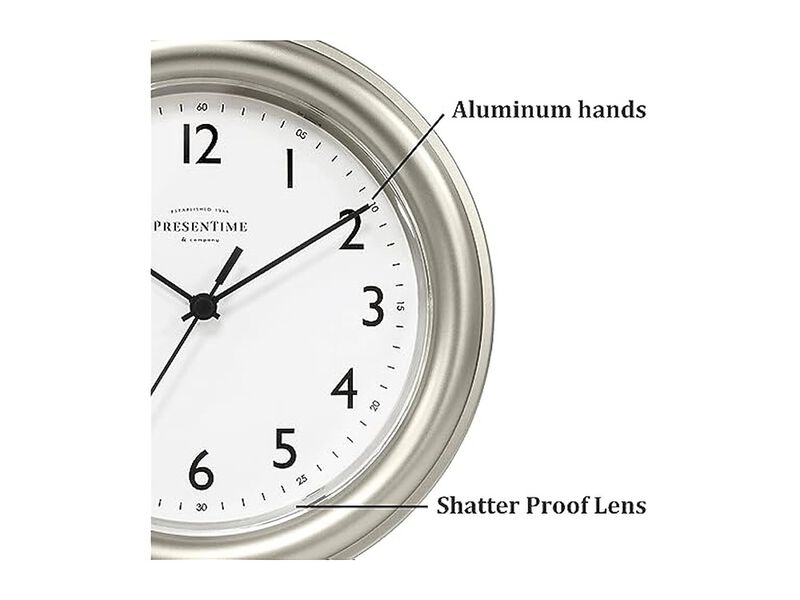 Farmhouse Essential Morning Silver Color Wall Clock 5 Inch Silent Non Ticking image number 2