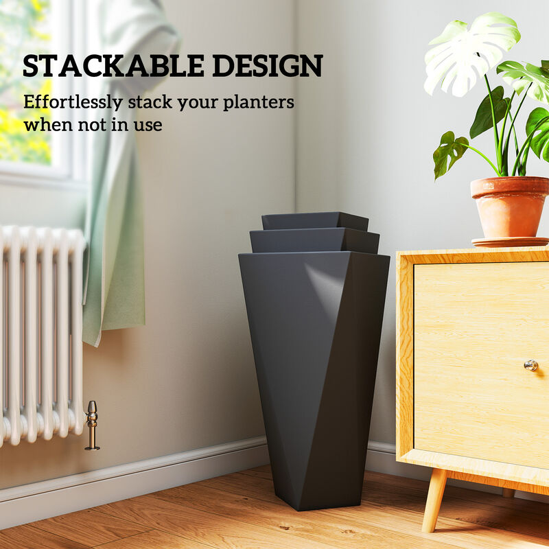 Hivvago Set of 3 MgO Tall Planters with Drainage for Indoor & Outdoor image number 5