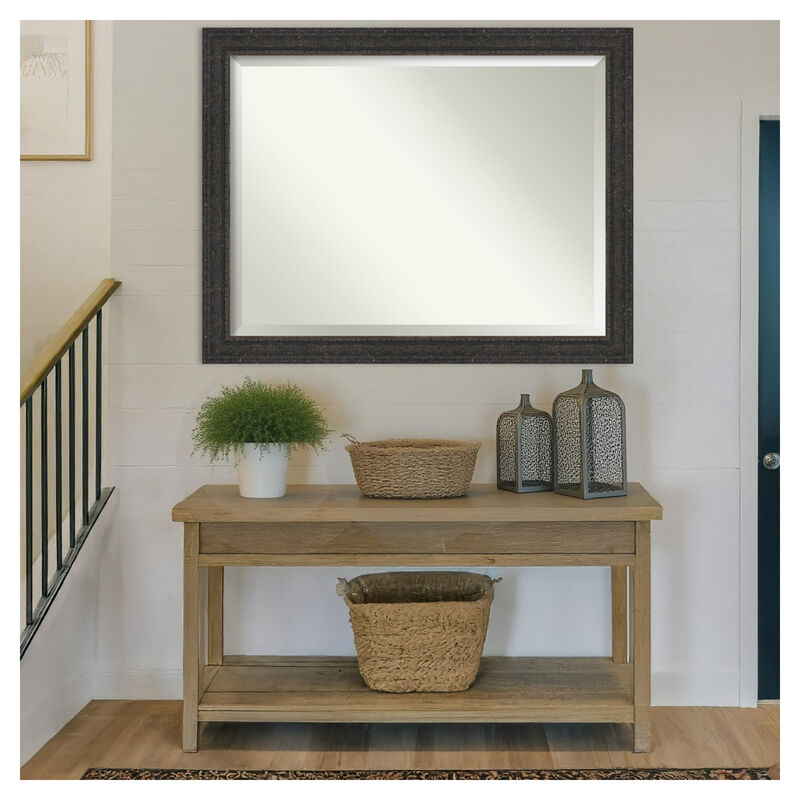 Attic Aged Beveled Wood Framed Wall Mirror image number 1